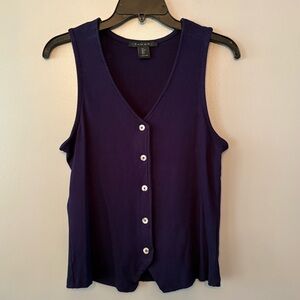 Women's Navy Buttoned Tank Top